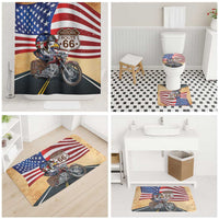 Route 66 United States Bathroom Set Historic Highway USA Eagle With Motorcycle - Wonder Print Shop