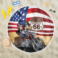Route 66 United States Beach Blanket Historic Highway USA Eagle With Motorcycle - Wonder Print Shop