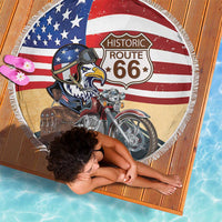 Route 66 United States Beach Blanket Historic Highway USA Eagle With Motorcycle - Wonder Print Shop