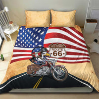 Route 66 United States Bedding Set Historic Highway USA Eagle With Motorcycle - Wonder Print Shop