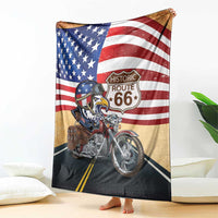 Route 66 United States Blanket Historic Highway USA Eagle With Motorcycle - Wonder Print Shop
