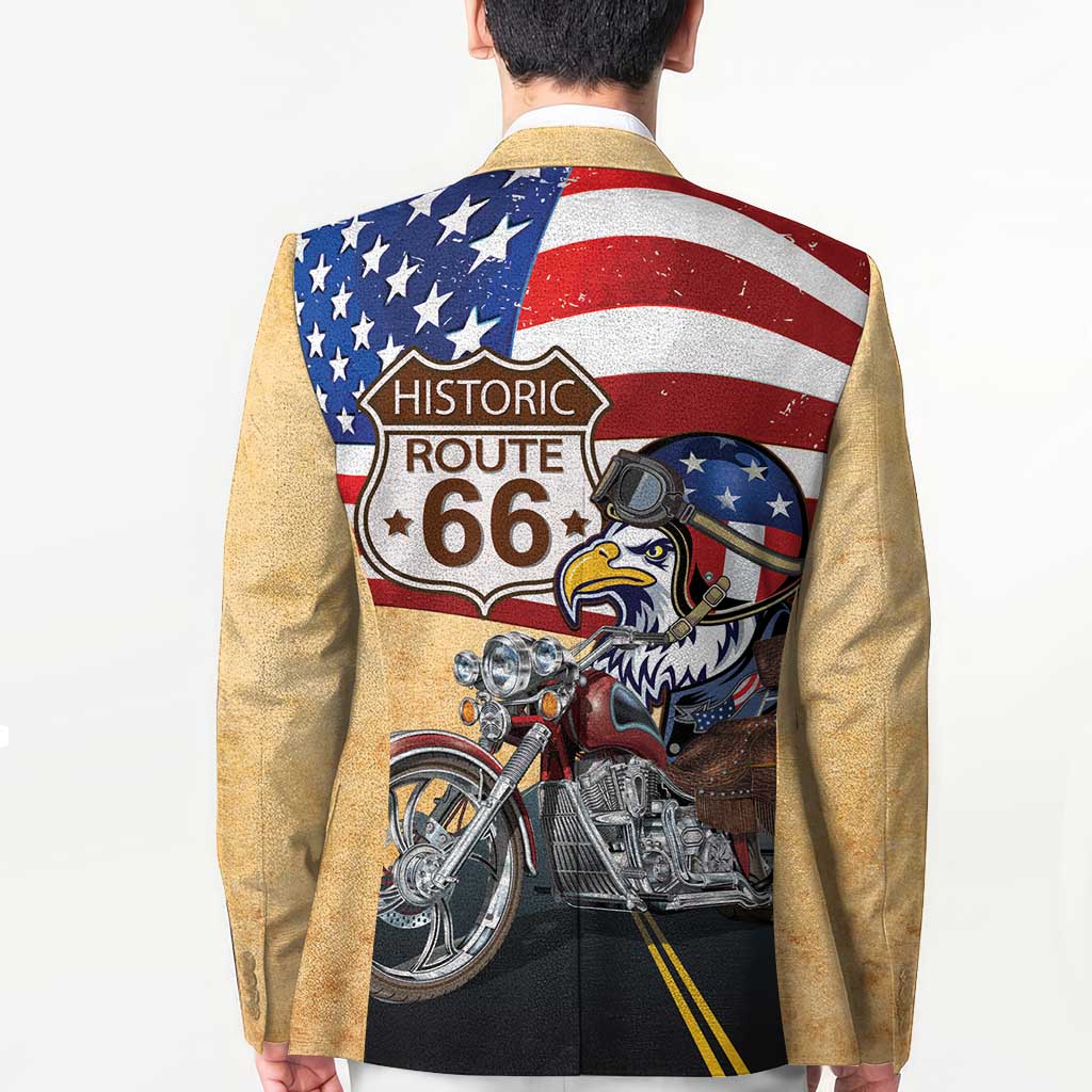 Route 66 United States Blazer Historic Highway USA Eagle With Motorcycle - Wonder Print Shop