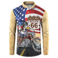 Route 66 United States Button Sweatshirt Historic Highway USA Eagle With Motorcycle - Wonder Print Shop