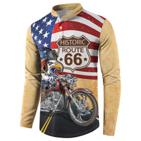 Route 66 United States Button Sweatshirt Historic Highway USA Eagle With Motorcycle - Wonder Print Shop