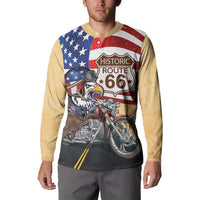 Route 66 United States Button Sweatshirt Historic Highway USA Eagle With Motorcycle - Wonder Print Shop