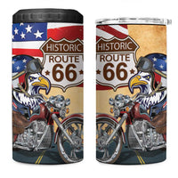 Route 66 United States 4 in 1 Can Cooler Tumbler Historic Highway USA Eagle With Motorcycle - Wonder Print Shop