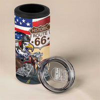 Route 66 United States 4 in 1 Can Cooler Tumbler Historic Highway USA Eagle With Motorcycle - Wonder Print Shop