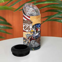 Route 66 United States 4 in 1 Can Cooler Tumbler Historic Highway USA Eagle With Motorcycle - Wonder Print Shop