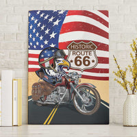 Route 66 United States Canvas Wall Art Historic Highway USA Eagle With Motorcycle - Wonder Print Shop