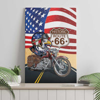 Route 66 United States Canvas Wall Art Historic Highway USA Eagle With Motorcycle - Wonder Print Shop