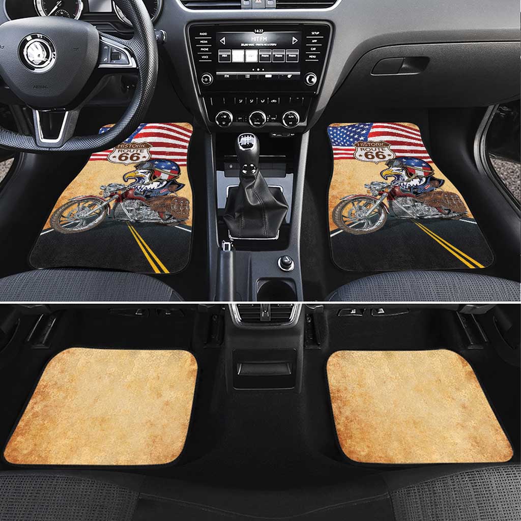 Route 66 United States Car Mats Historic Highway USA Eagle With Motorcycle - Wonder Print Shop