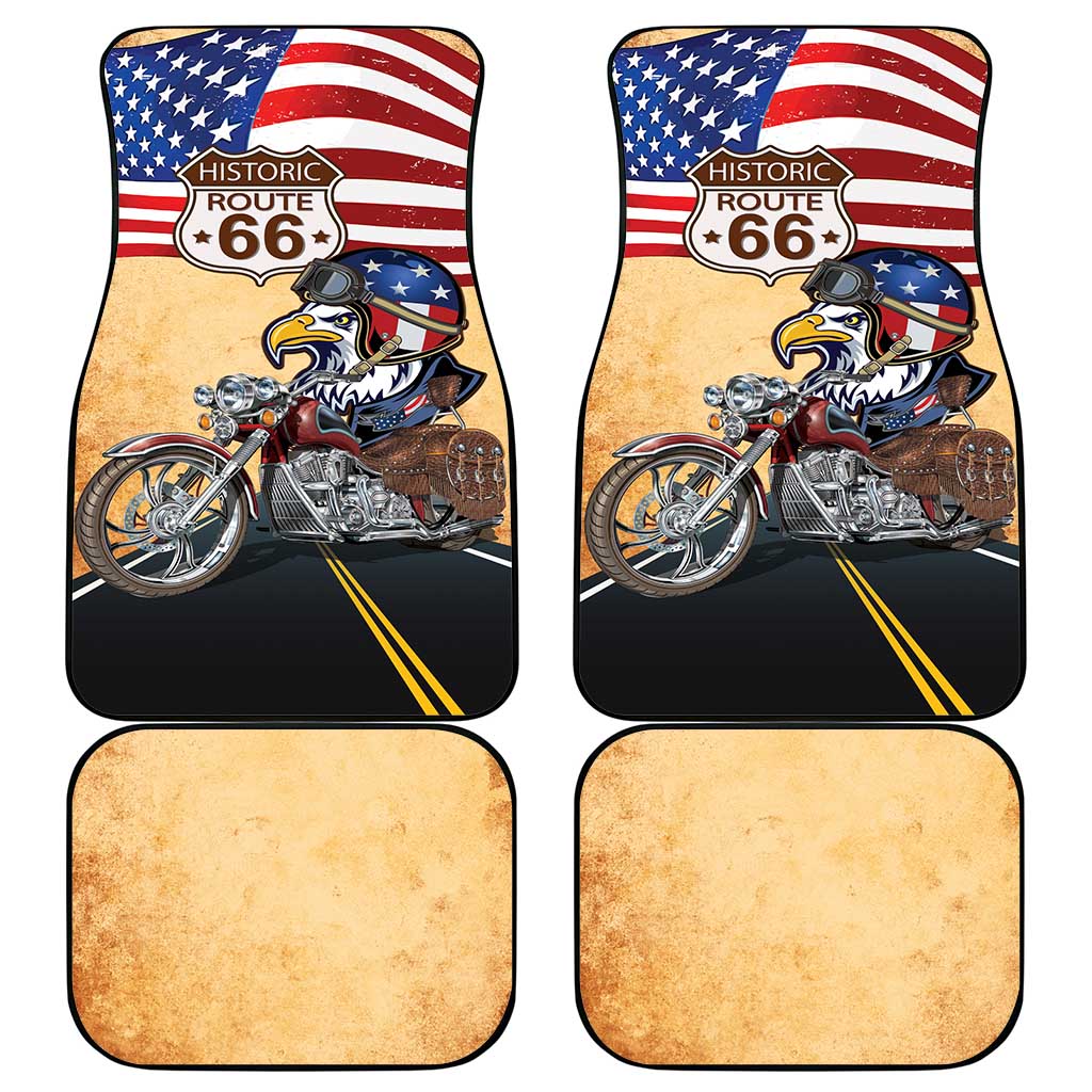Route 66 United States Car Mats Historic Highway USA Eagle With Motorcycle - Wonder Print Shop