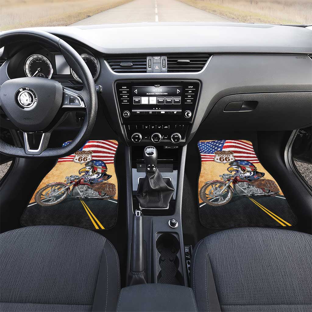Route 66 United States Car Mats Historic Highway USA Eagle With Motorcycle - Wonder Print Shop