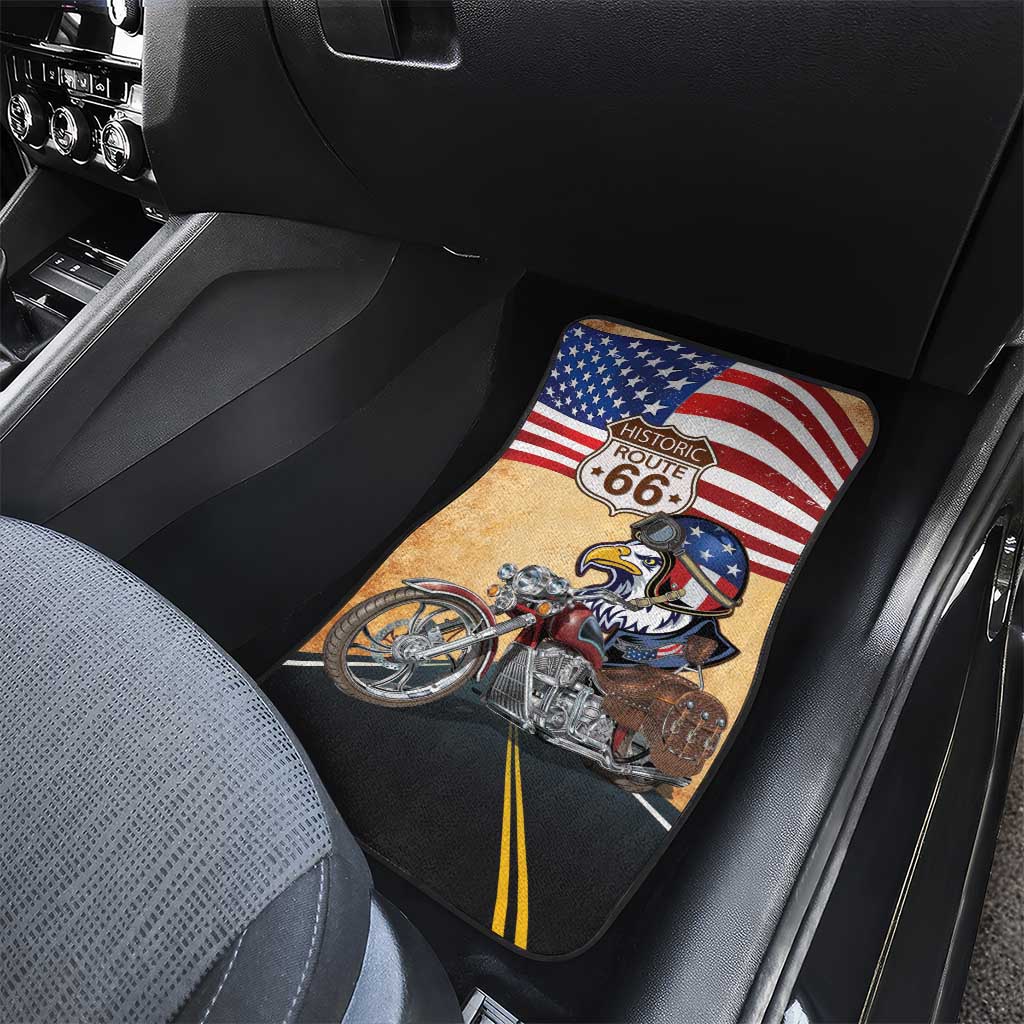 Route 66 United States Car Mats Historic Highway USA Eagle With Motorcycle - Wonder Print Shop
