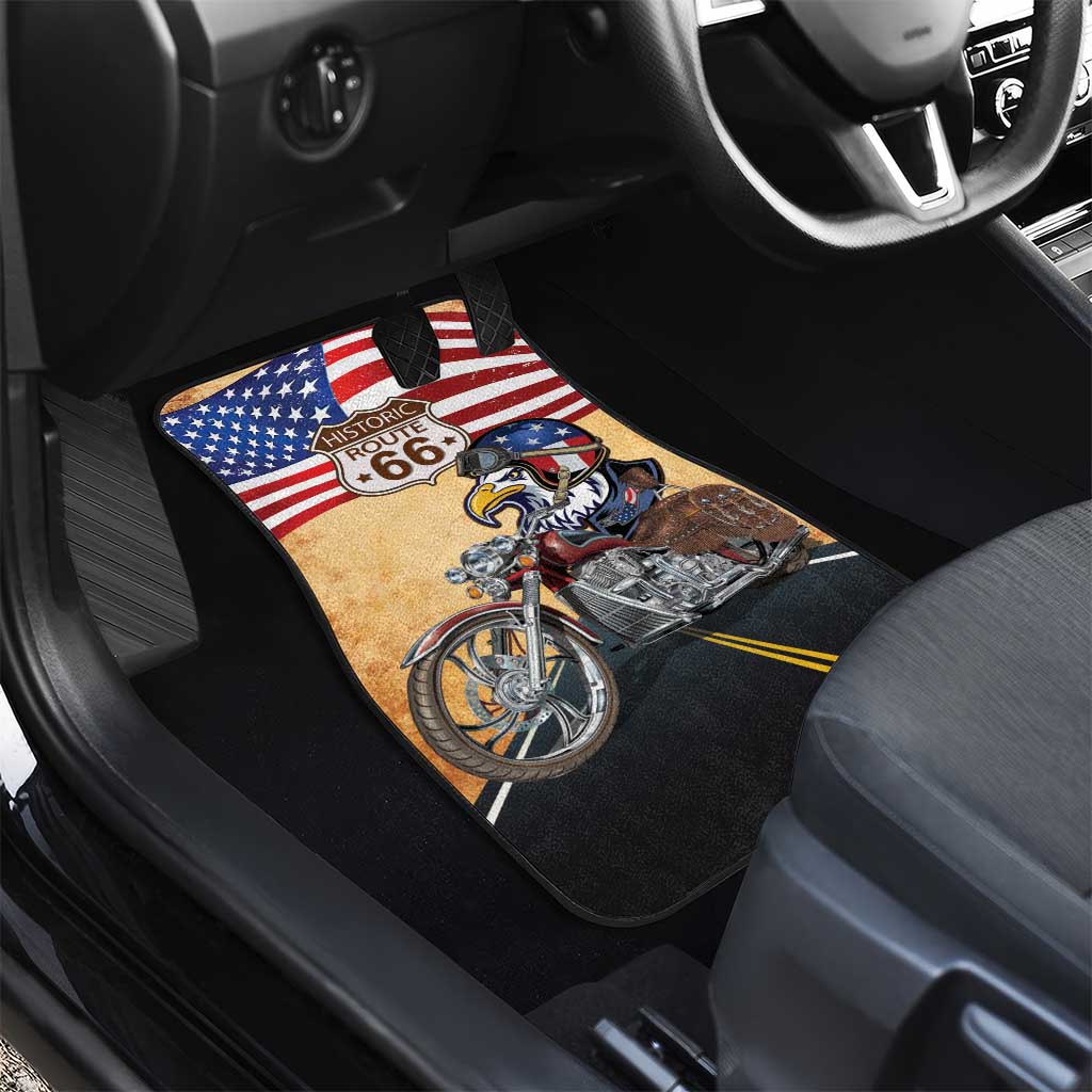 Route 66 United States Car Mats Historic Highway USA Eagle With Motorcycle - Wonder Print Shop