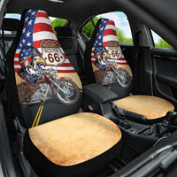 Route 66 United States Car Seat Cover Historic Highway USA Eagle With Motorcycle - Wonder Print Shop