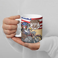 Route 66 United States Ceramic Mug Historic Highway USA Eagle With Motorcycle - Wonder Print Shop
