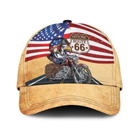 Route 66 United States Classic Cap Historic Highway USA Eagle With Motorcycle - Wonder Print Shop