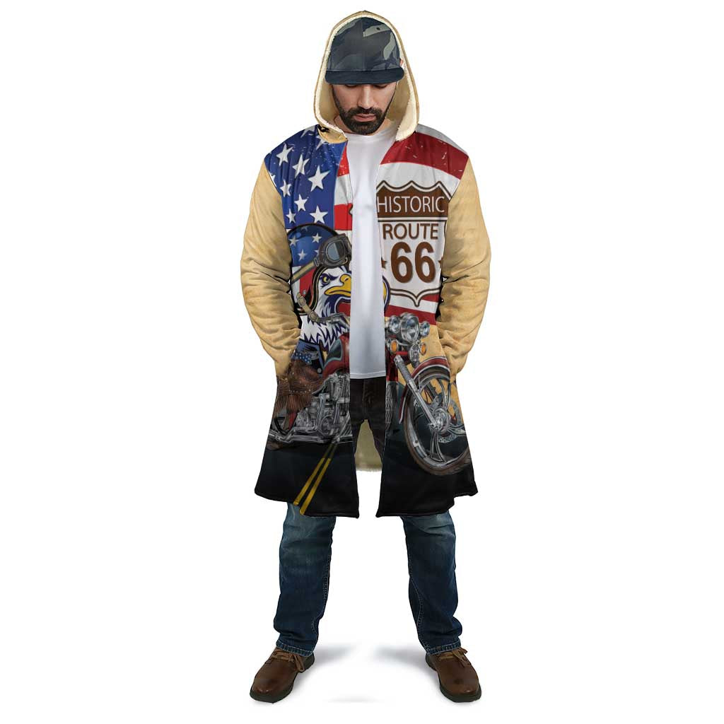 Route 66 United States Cloak Historic Highway USA Eagle With Motorcycle - Wonder Print Shop