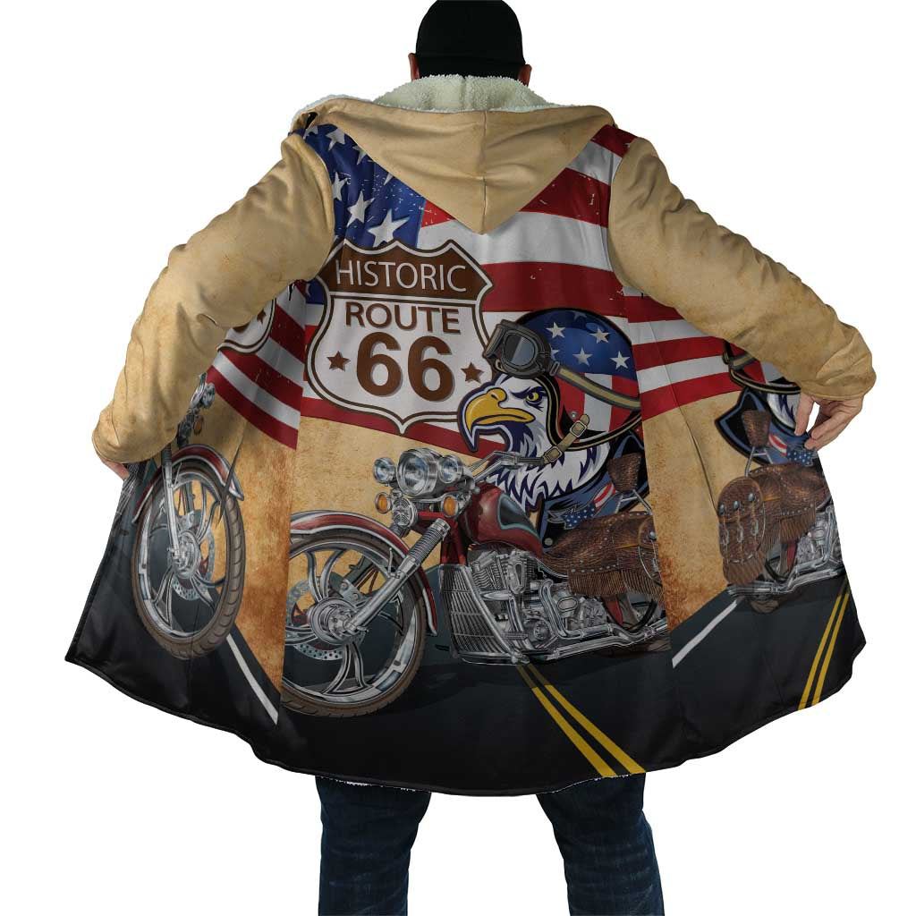 Route 66 United States Cloak Historic Highway USA Eagle With Motorcycle - Wonder Print Shop