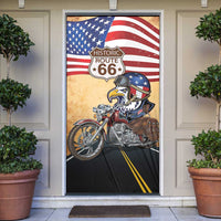 Route 66 United States Door Cover Historic Highway USA Eagle With Motorcycle - Wonder Print Shop