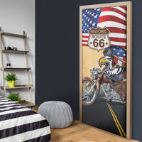 Route 66 United States Door Cover Historic Highway USA Eagle With Motorcycle - Wonder Print Shop