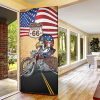 Route 66 United States Door Cover Historic Highway USA Eagle With Motorcycle - Wonder Print Shop
