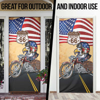 Route 66 United States Door Cover Historic Highway USA Eagle With Motorcycle - Wonder Print Shop