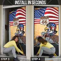 Route 66 United States Door Cover Historic Highway USA Eagle With Motorcycle - Wonder Print Shop