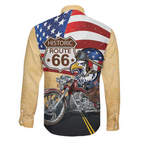 Route 66 United States Family Matching Mermaid Dress and Hawaiian Shirt Historic Highway USA Eagle With Motorcycle - Wonder Print Shop