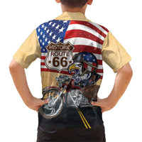 Route 66 United States Family Matching Summer Maxi Dress and Hawaiian Shirt Historic Highway USA Eagle With Motorcycle - Wonder Print Shop