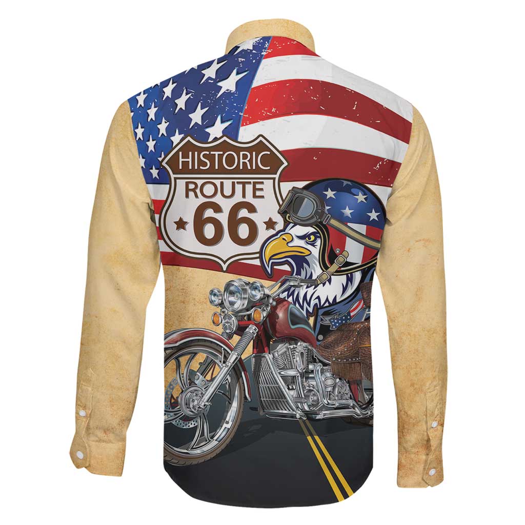 Route 66 United States Family Matching Summer Maxi Dress and Hawaiian Shirt Historic Highway USA Eagle With Motorcycle - Wonder Print Shop