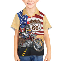 Route 66 United States Family Matching Summer Maxi Dress and Hawaiian Shirt Historic Highway USA Eagle With Motorcycle - Wonder Print Shop