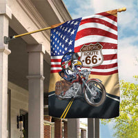 Route 66 United States Garden Flag Historic Highway USA Eagle With Motorcycle - Wonder Print Shop