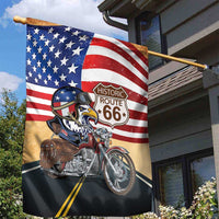 Route 66 United States Garden Flag Historic Highway USA Eagle With Motorcycle - Wonder Print Shop