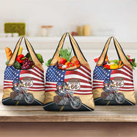 Route 66 United States Grocery Bag Historic Highway USA Eagle With Motorcycle - Wonder Print Shop