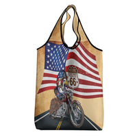 Route 66 United States Grocery Bag Historic Highway USA Eagle With Motorcycle - Wonder Print Shop