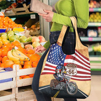 Route 66 United States Grocery Bag Historic Highway USA Eagle With Motorcycle - Wonder Print Shop