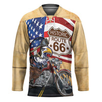 Route 66 United States Hockey Jersey Historic Highway USA Eagle With Motorcycle - Wonder Print Shop