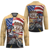 Route 66 United States Hockey Jersey Historic Highway USA Eagle With Motorcycle - Wonder Print Shop