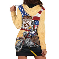 Route 66 United States Hoodie Dress Historic Highway USA Eagle With Motorcycle - Wonder Print Shop