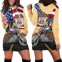 Route 66 United States Hoodie Dress Historic Highway USA Eagle With Motorcycle - Wonder Print Shop