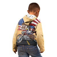 Route 66 United States Kid Hoodie Historic Highway USA Eagle With Motorcycle - Wonder Print Shop
