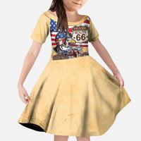 Route 66 United States Kid Short Sleeve Dress Historic Highway USA Eagle With Motorcycle - Wonder Print Shop