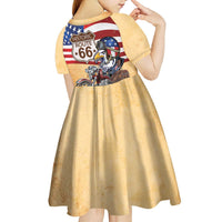 Route 66 United States Kid Short Sleeve Dress Historic Highway USA Eagle With Motorcycle - Wonder Print Shop