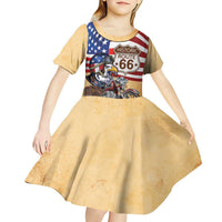 Route 66 United States Kid Short Sleeve Dress Historic Highway USA Eagle With Motorcycle - Wonder Print Shop
