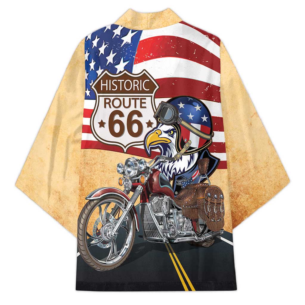 Route 66 United States Kimono Historic Highway USA Eagle With Motorcycle - Wonder Print Shop