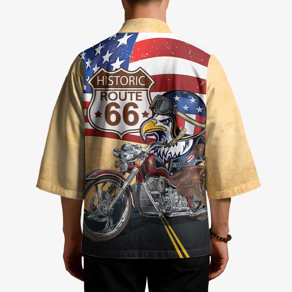 Route 66 United States Kimono Historic Highway USA Eagle With Motorcycle - Wonder Print Shop