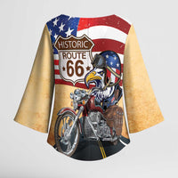 Route 66 United States Kimono Sleeve Blouse Historic Highway USA Eagle With Motorcycle - Wonder Print Shop
