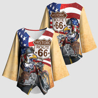 Route 66 United States Kimono Sleeve Blouse Historic Highway USA Eagle With Motorcycle - Wonder Print Shop
